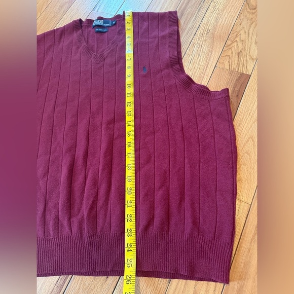 Vintage Polo Ralph Lauren 100% Lambs Wool Sweater Vest Men’s Size XL Burgundy - Picture 7 of 9